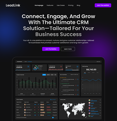 LEADLINK CRM Landing page ui