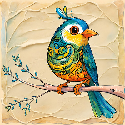 The Colorful Bird Illustration illustration