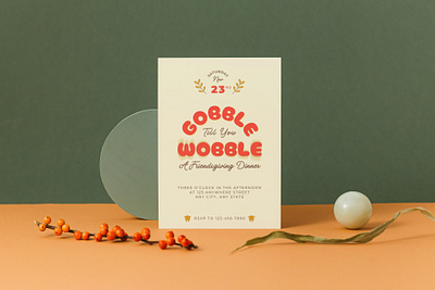 Gobble 'Till you Wobble canva template celebration colorful design digital download editable design event invite fall design friendsgiving gobble theme graphic design invitation party invitation print design template thanksgiving