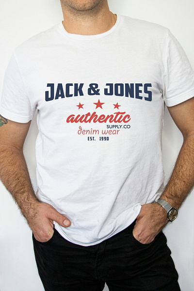 Jack & Jones Especially T-Shirt Design 😎 authentic branding design graphic design illustration jack and jones mdnazmulhossa41 t shirt t shirt design typography typography t shirt ui usa white t shirt