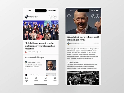 News App Design Concept app design article clean journal news news app newsletter newspaper read social app ui uiux ux