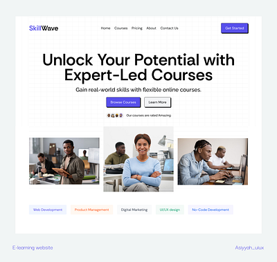 SkillWave: E-learning Website Design design landing page ui uidesign uidesigner uiux uxdesigner web web design webdesign webdesigner website