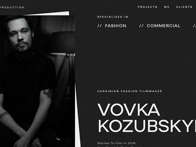 Personal website for Ukrainian fashion filmmaker animation design development frontend webflow