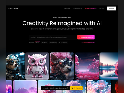 AI Website Design for Creative Industry ai ai design ai ui ai website ai website for creative industry artificial artificial intelligence creative industry creatives creativity designers fluttertop generative ai intelligence ui ui design web web design website website design