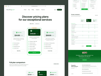 BookingLeaf - Pricing Page design illustration landing page minimal pricing pricing page saas ui ux web website