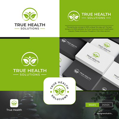 Natural Wellness Logo for True Health Company brand identity brandign kit branding clinic logo company logo fitness logo graphic design health logo healthcare logo logo medical logo natural logo natural wellness logo skincare logo spa logo true health wellness logo yoga logo