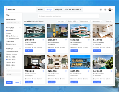 Real Estate Property Listing Page desktop product design property lisitng real estate ui ui design ux design web app