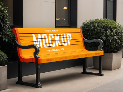 Advertising Bench advertisement advertising bench board free freebie mockup outdoor roadside siting street wood