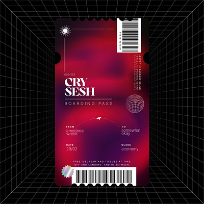 Cry sesh boarding pass boarding pass design gradient cards gradient ui poster ui