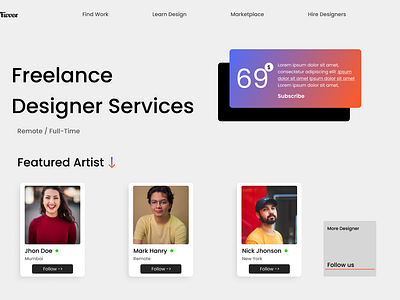 Freelancers app clean ui design freelance landing pages minimalist ui