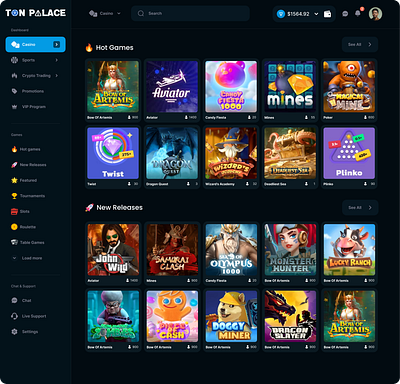 Ton palace casino design blockchain casino crypto dashboard gaming ton ui