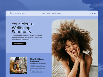 HeadspaceHub Brand & Web Design blue brand identity dm sans logo design mental health web design website