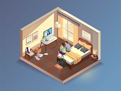 Isometric Illustration of the Insurance Claim Process 2d claim family house illustration insurance isometric mortgage vector