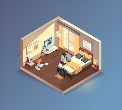 Isometric Illustration of the Insurance Claim Process 2d claim family house illustration insurance isometric mortgage vector