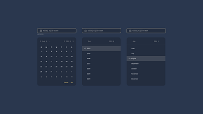 Day 80 - Date Picker #DailyUI component dailyui darkmode date picker design dropdown illustration macos ui ux