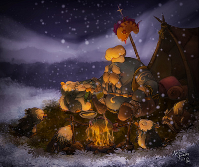 Dividindo o lanche digitalart fanart fantasy warcraft winter