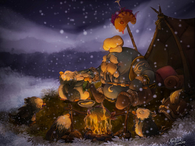 Dividindo o lanche digitalart fanart fantasy warcraft winter