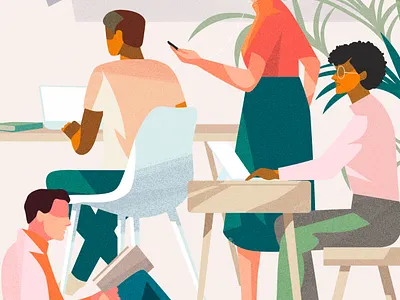 Coworking colorful coworking design illustration office people vector