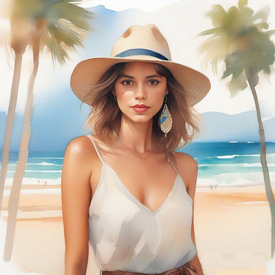 DIGITAL ARTWORK OF A GIRL IN A BEACH 3d ai animation beach character art digital art illustration