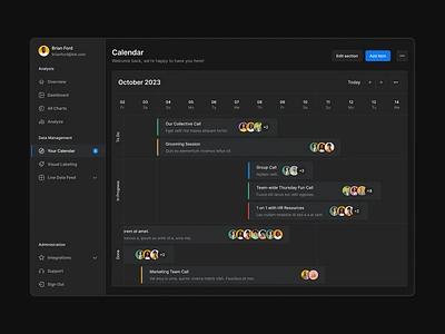 Web Calendar - Lookscout Design System dark dashboard design design system figma lookscout modern saas ui web application webapp