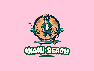 Miami Beach Logo Design branding freelance merch illustration illustrator juslogo logo logo branding logo design print typography typography logo vintage logo vintague