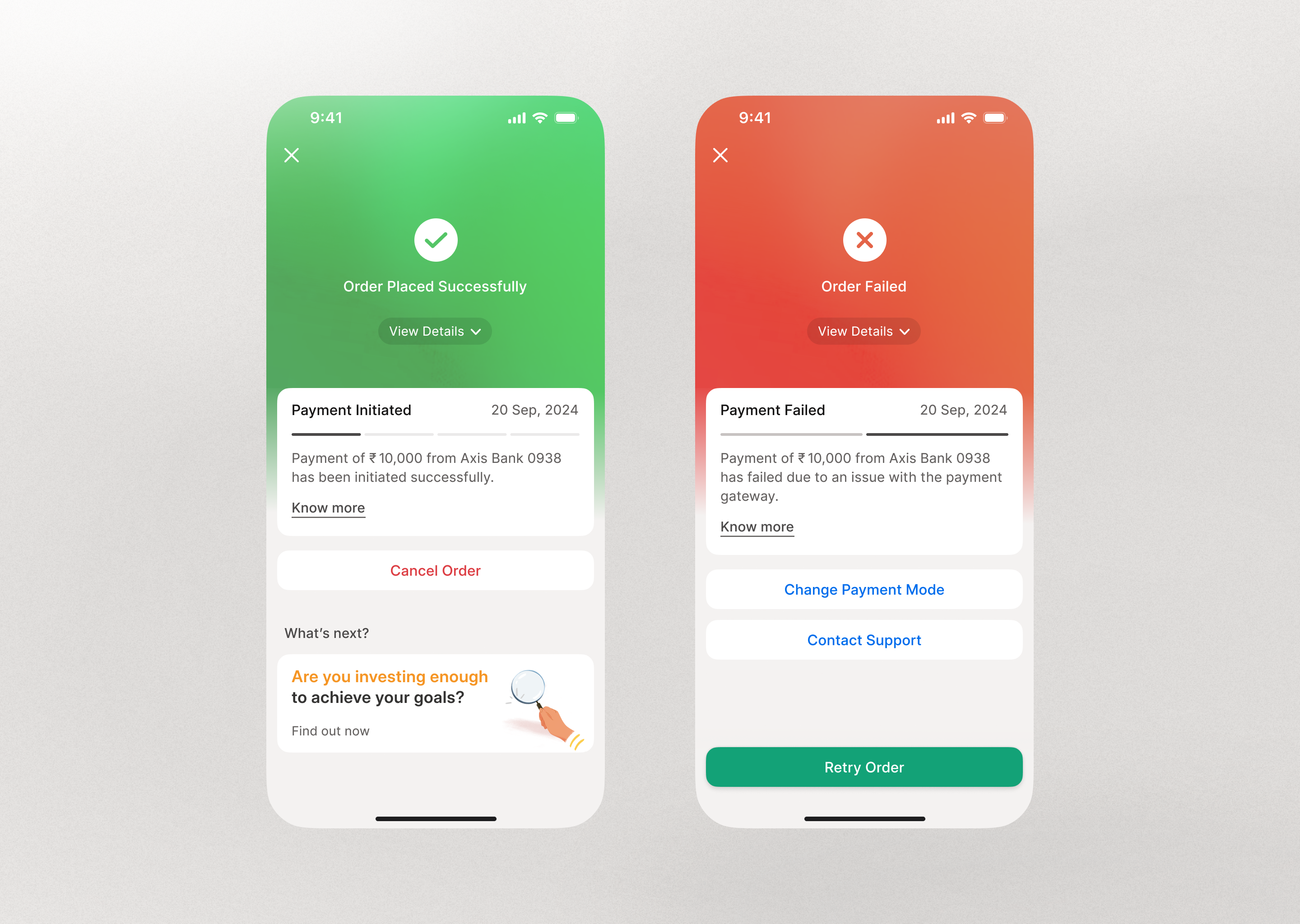 Order Status 🚥 animation failure fintech green investment order red scripbox status success toast transaction