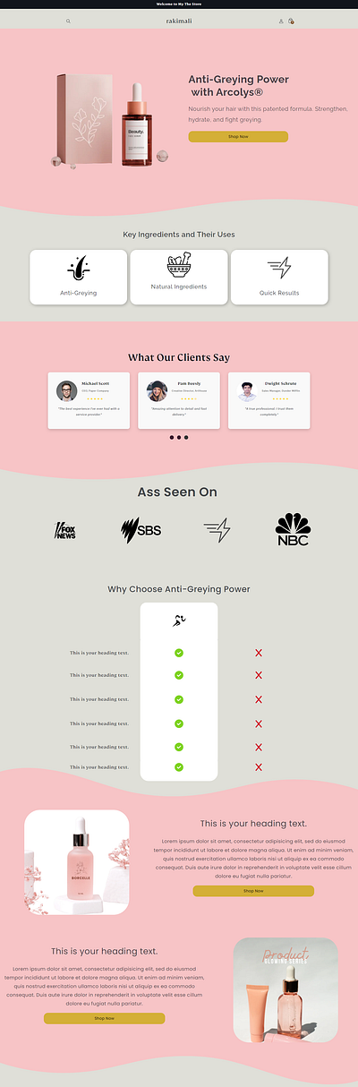 anti greying power shopify landing page shopify product page