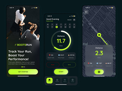 Tracking Run - APP app branding dark mode dark mode ui figma figma design healthy app mobile app mobile app design running app sport app tracking tracking run tracking run app tracking ui app ui app ui design ui inspiration uiux uix design