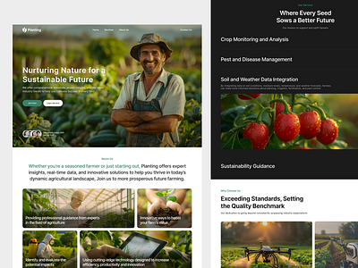 Planting - Agriculture Landing Page Exploration agriculture clean companywebsite design fresh harvest modern modernfarming nature simple stylish ui uidesign webdesign website