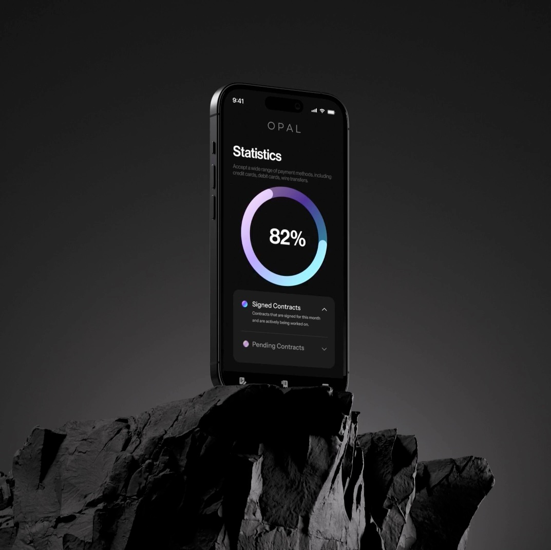 GetOpal - Automate your agency's back-office operations. 3d animation branding interactions opal purple rock saas webflow site