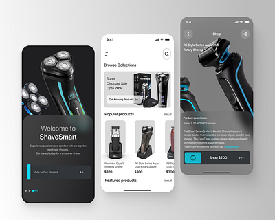 ShaveSmart - Ecommerce Mobile App design ecommerce ecommerce app interface mobile app mobile online store mobileapp online store product design ui ui design uiux ux ux design