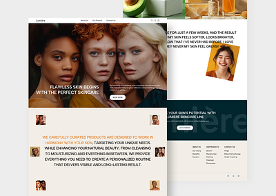 Lumière - Skin Care Landing Page 🧚‍♀️ beauty beautyproducts clean ecommerce exploration fresh landing page makeup mask serum skincare uidesign web website