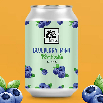 Blueberry Mint Kombucha art direction brand strategy canva pro copyrighting