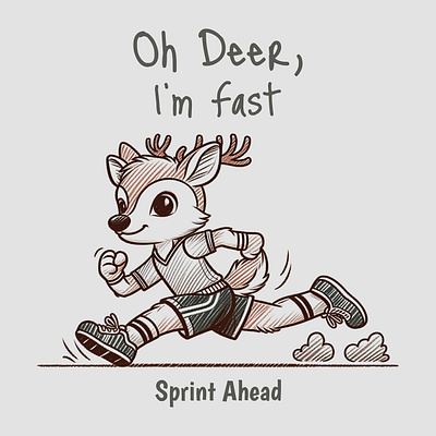 Oh Deer, I'm Fast animal cartoon deer funny kittl kittldesign printondemand running sprint tshirt tshirtdesign