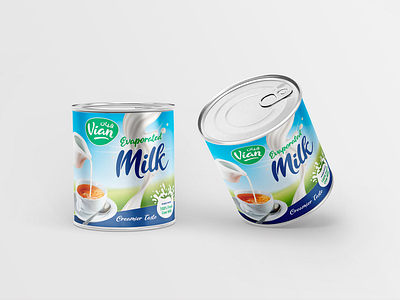 Vian - Evaporated Milk Label 3d mockup branding design graphic design label package packaging product vector