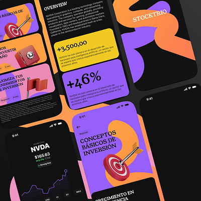 Stocktrio animation app bank black economic gif market stocks ui