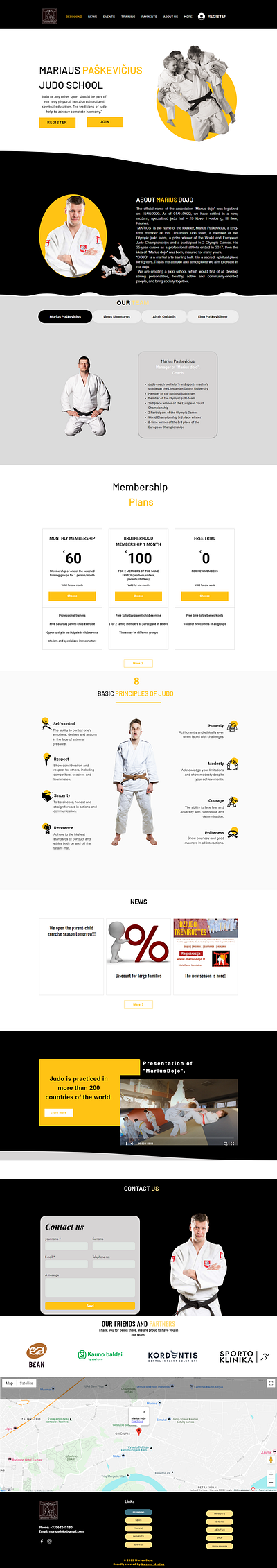 Judo website animation beautiful design branding illustration judo judo website karate website kungu fu website landing page motion graphics nice layout simple simple website website website design white website wix yellow website