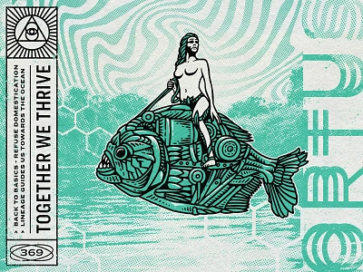 Towards the Ocean abstract alien apocalypse character comic fish futuristic goddess graphic design grunge halftone illustration logo design rider river robot vintage