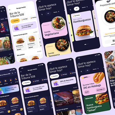 Food delivery Screens app delivery food iphone pink ui