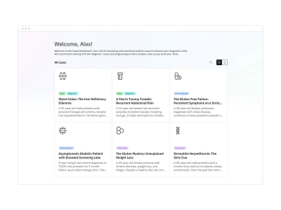 LLM-powered Medical Case Training Dashboard - Enterprise admin ai artificial intelligence dashboard education enterprise healthcare ibm learning llm medical minimal product design saas software ui ux web app