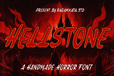 Hellstone - Horror Font blood film font fonts halloween handmade header horror red scary spooky title