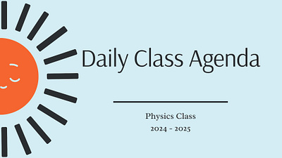 Daily Class Agenda class