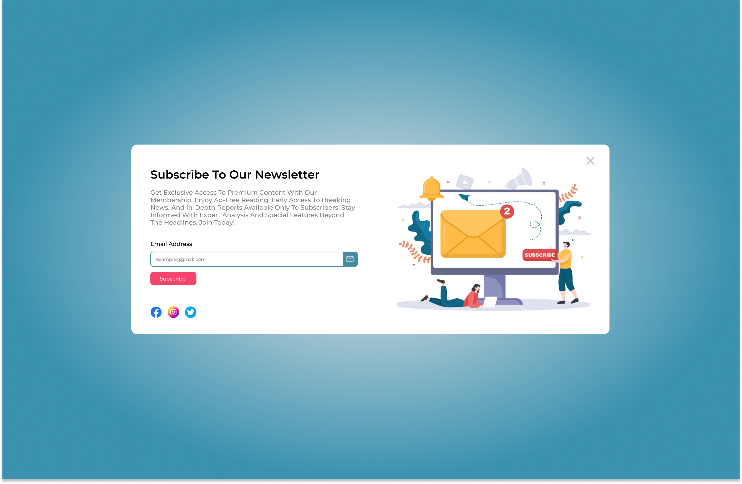 Newsletter Subscribe UI design logo modal ui newsletter newsletter subscribe subscribe subscribe button typography ui ux
