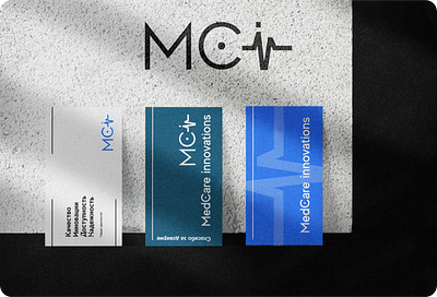 The identity of the Med Care Innovations brand brand colors brand identity brand visual branding branding kit business card design graphic design illustration logo minimal mockup mockups tote bag typography vector