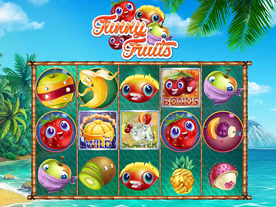 The Main UI animation for the online casino game "Funny Fruits" animation casino game casino slot fruits animation fruits game fruits slot fruits themed gambling game art game design gaming gaming animation graphic design motion graphics reels animation slot animation ui ui animation ui design