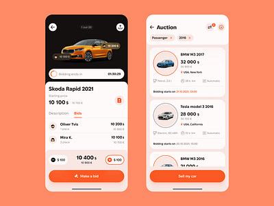 Auction car app app design icon typography ui ux