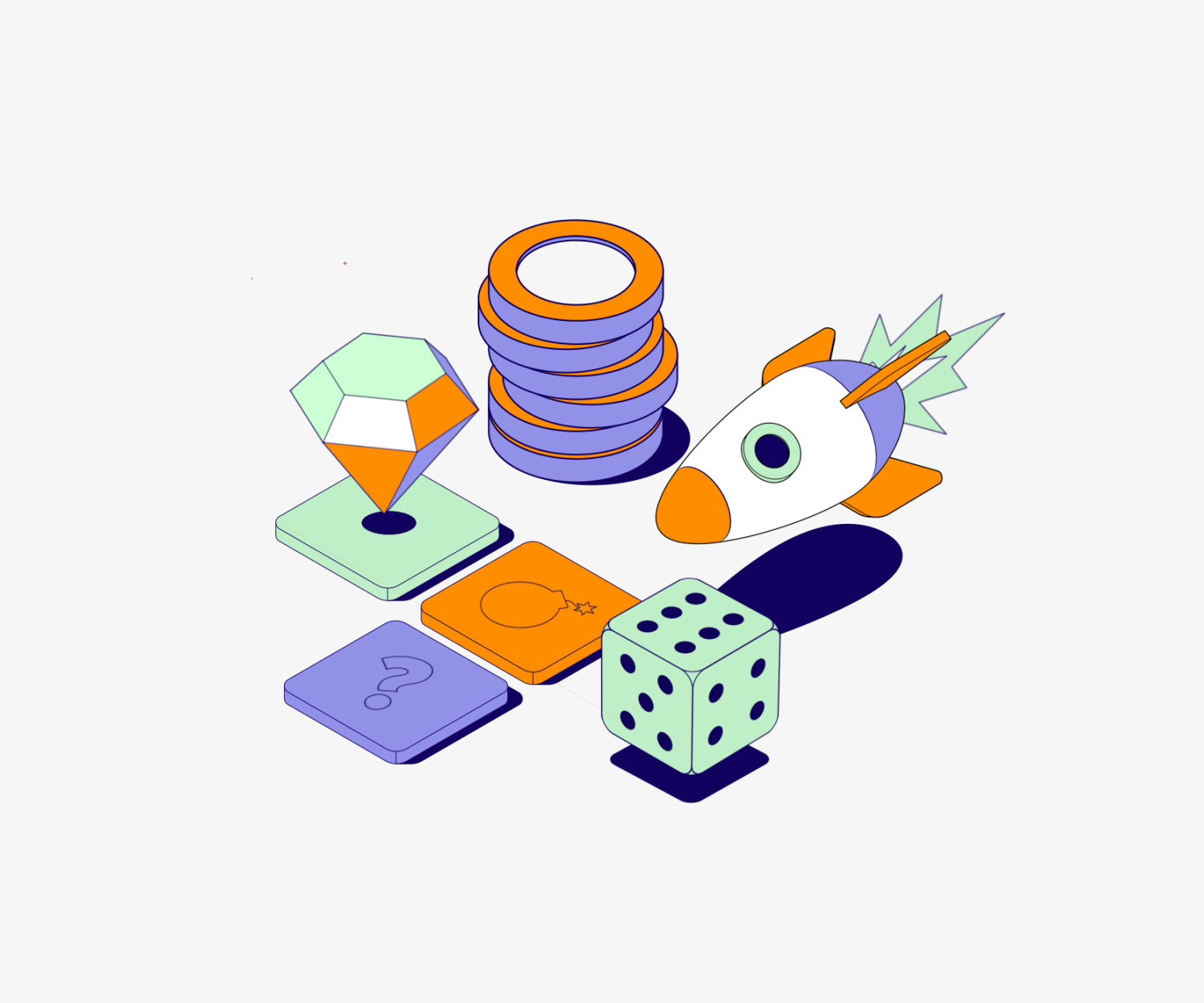 Waffle Pay - Winner 3d animation branding coins crypto diamond dice finance gif isometric money motion graphics rocket space ship spaceship winner winning