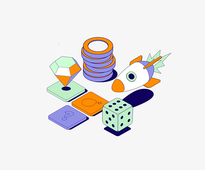 Waffle Pay - Winner 3d animation branding coins crypto diamond dice finance gif isometric money motion graphics rocket space ship spaceship ui winner winning