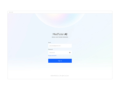 Login screen exploration for a medical case training AI app admin ai artificial intelligence bot chat dashboard enteprise healthcare inspiration login medical minimal product design saas software ui ux web app web design