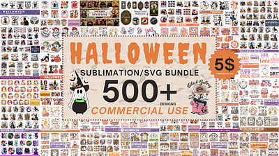 500+ Halloween Sublimation, SVG Design Mega Bundle halloween quotes